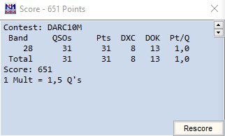 DARC 10m Contest CW 2025 Score